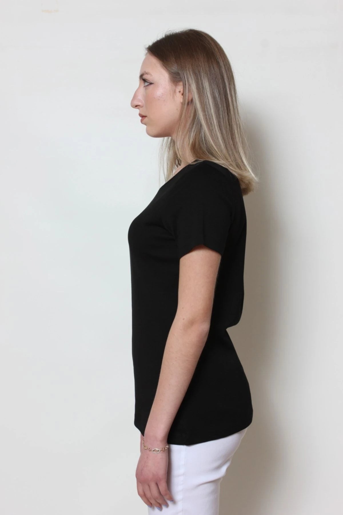 Kadın Basic T-shirt %100 Pamuk Si̇yah