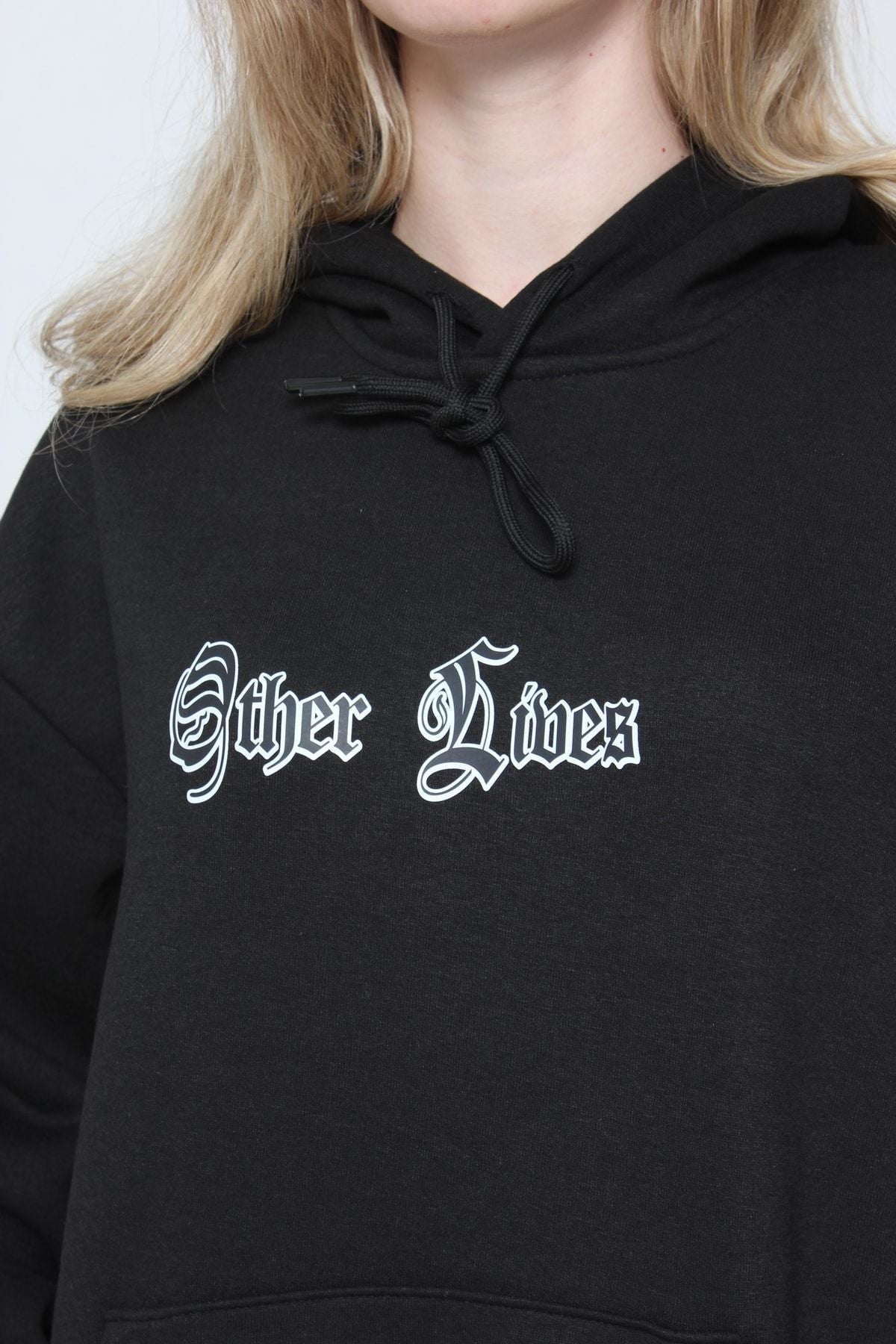 Kadın Oversize Baskılı Kapüşonlu Sweatshirt Si̇yah