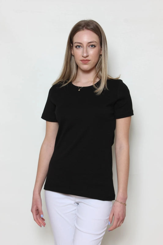 Kadın Basic T-shirt %100 Pamuk Si̇yah