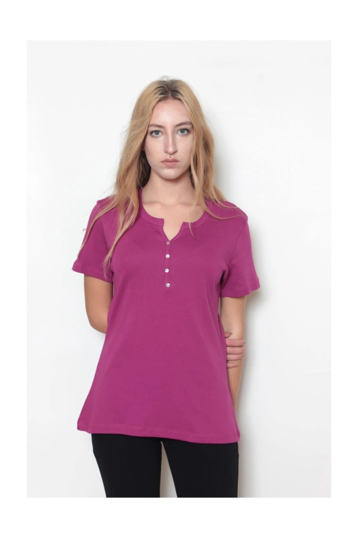 Kadın %100 Pamuk Tshirt Pembe