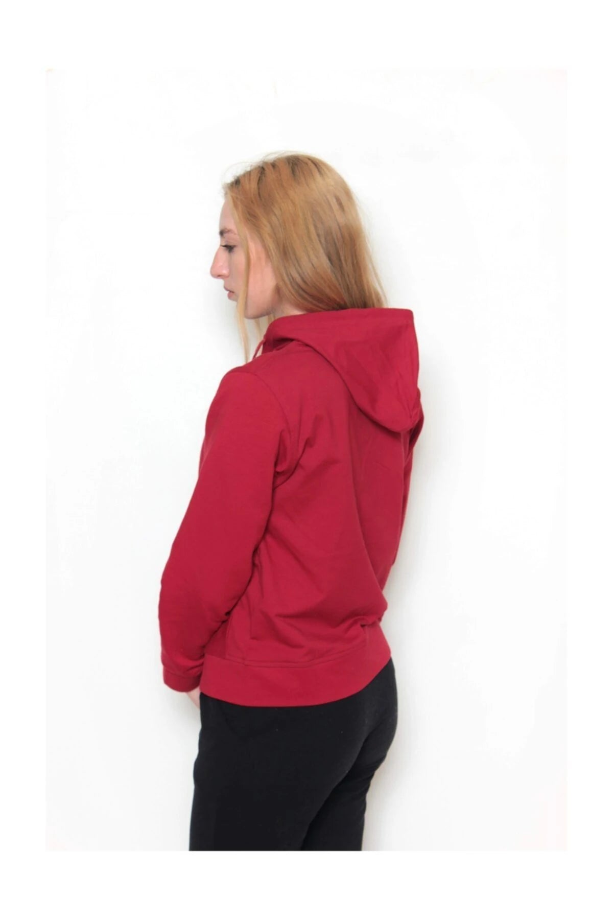 Kadın Kapüşonlu Swatshirt Bordo