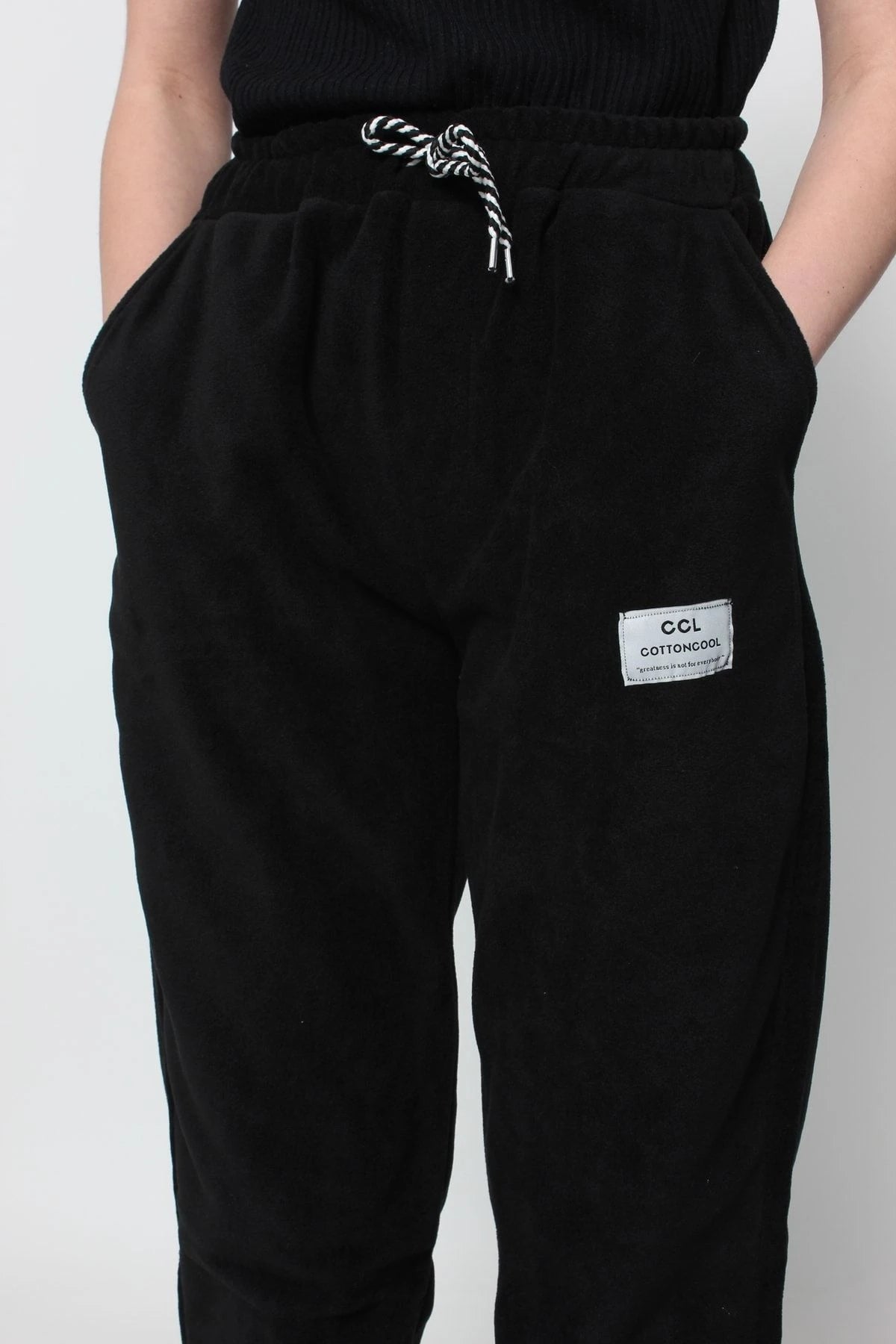 Kadın Oversize Polar Eşofman Alt Si̇yah