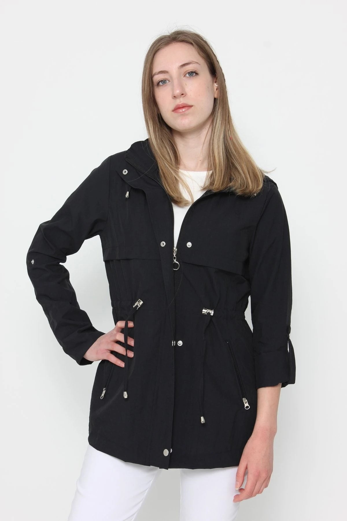 Kadın Baharlık Trençkot Si̇yah