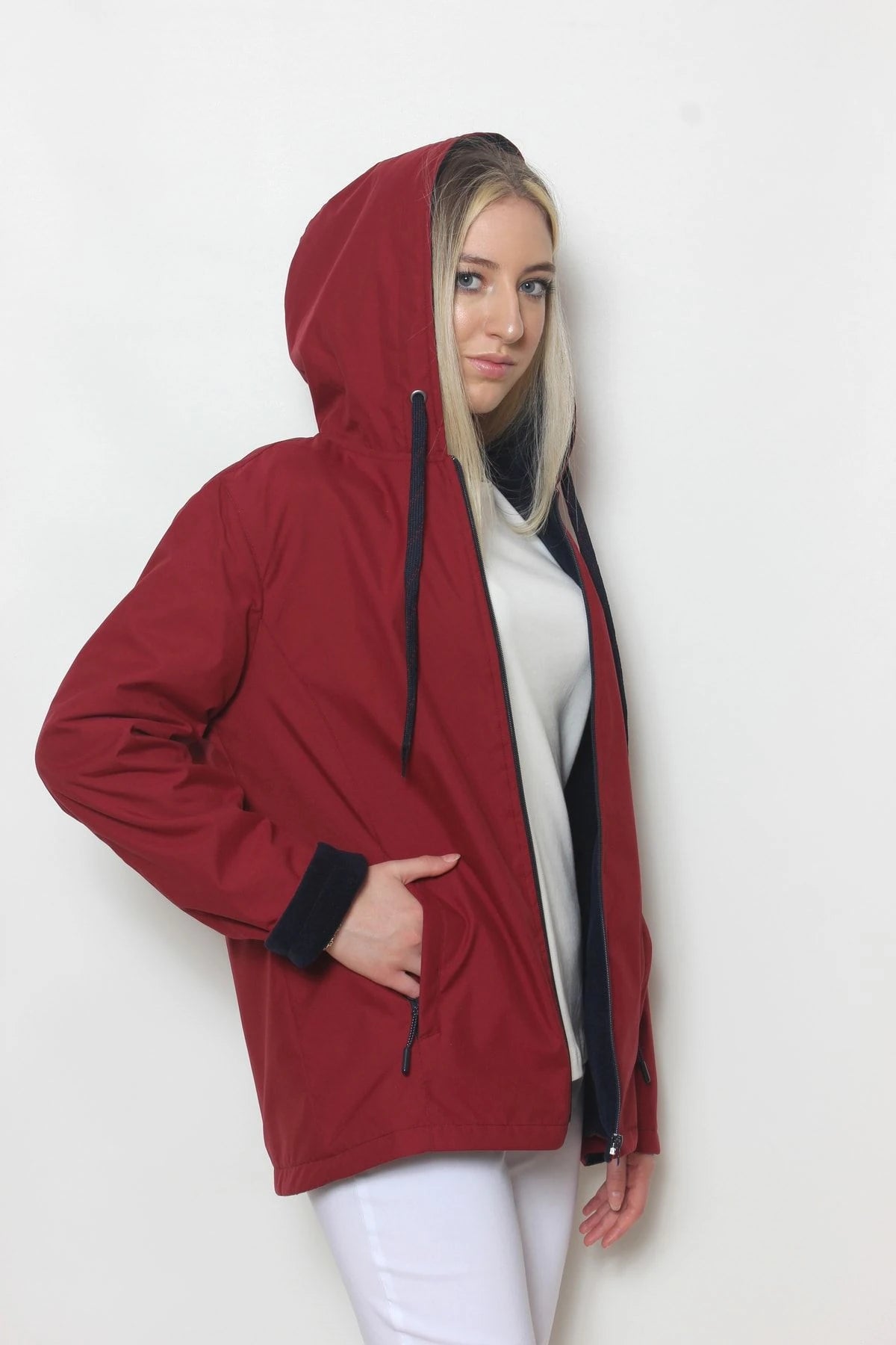 Kadın Bordo Içi Polar Mont Bordo