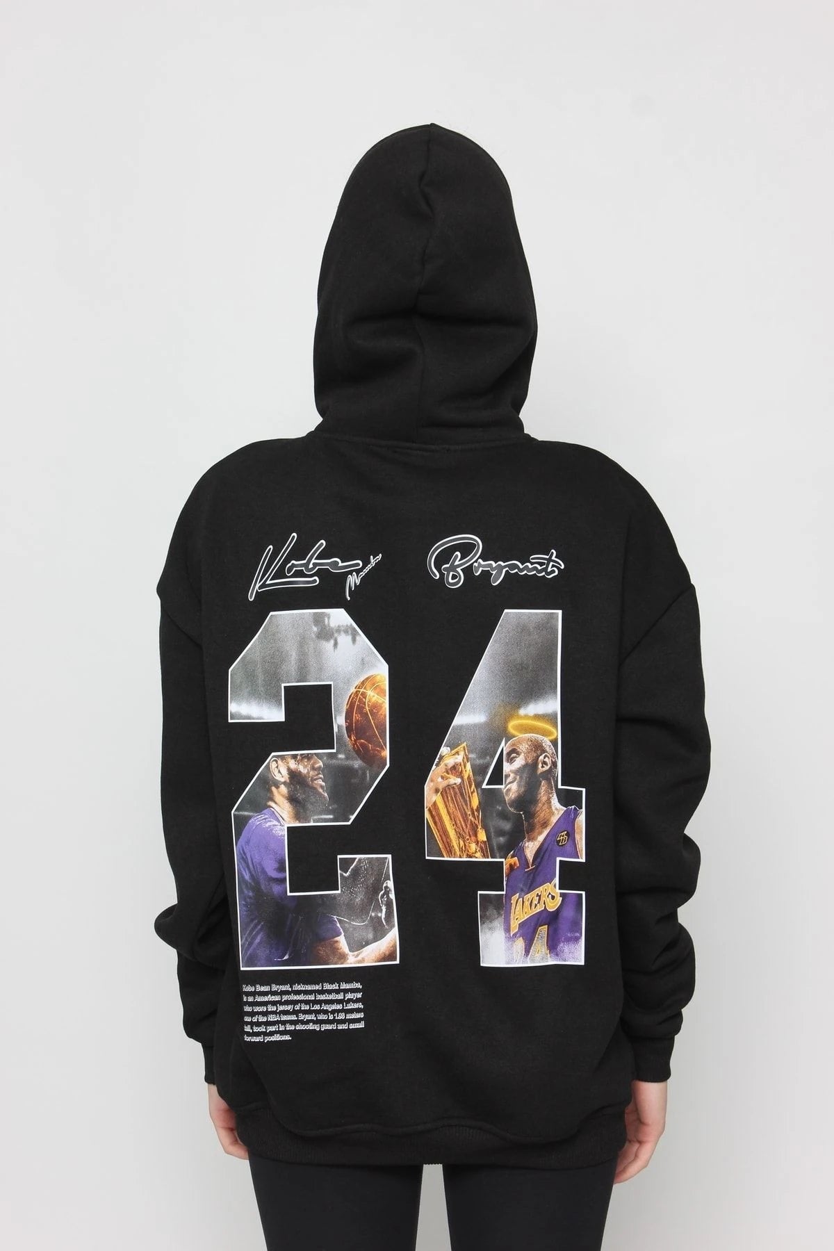 Kadın Oversize Baskılı Kapüşonlu Sweatshirt Si̇yah