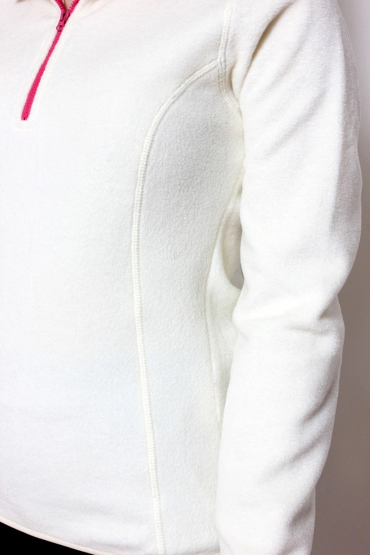 Kadın Polar Yarım Fermuar Dar Kalıp Sweatshirt Ekru