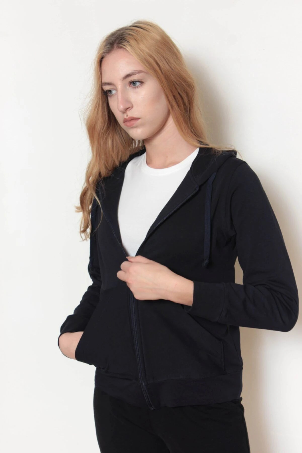 Kadın Kapüşonlu Sweatshirt Lacivert