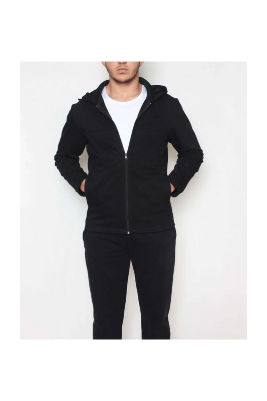 Kapüşonlu Sweatshirt Pike Kumaş Siyah