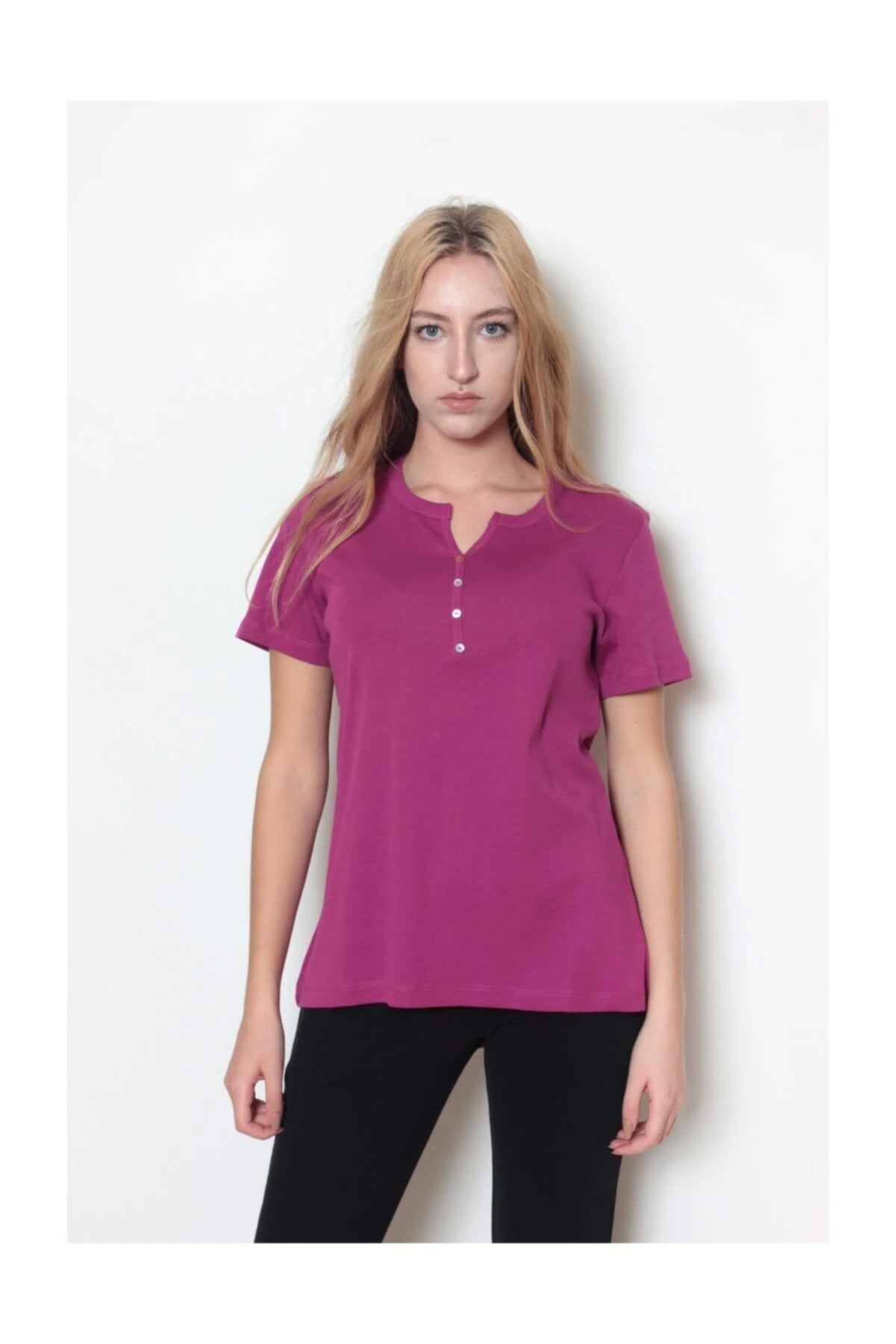 Kadın %100 Pamuk Tshirt Pembe