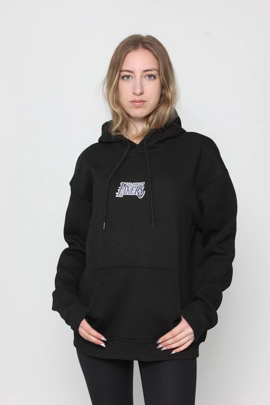 Kadın Oversize Baskılı Kapüşonlu Sweatshirt Si̇yah